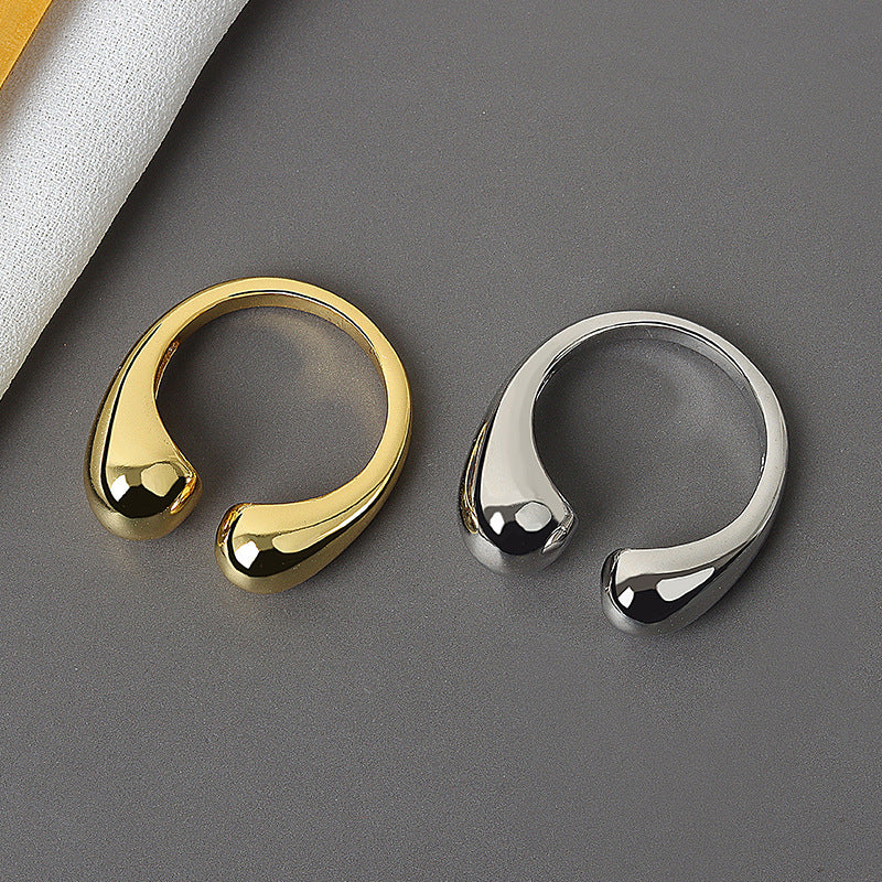 Unisex Adjustable Water Drop Ring Open Shape Copper Jewelry Platinum Gold Plating Fashion Accessory Everyday Wear