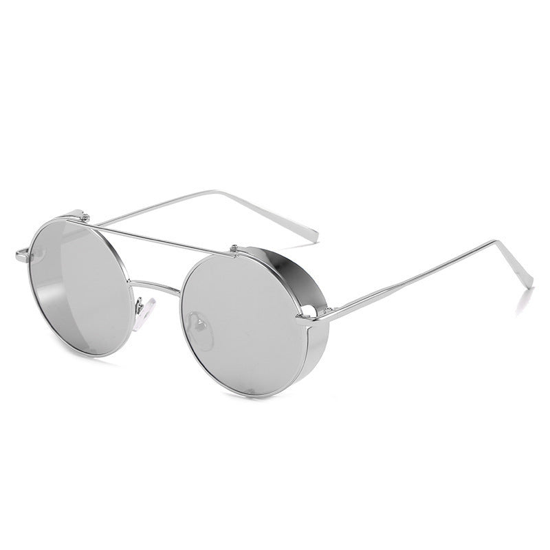 Retro Round Sunglasses Crystal Lens Double Beam Metal Frame Fashion Eyewear For Men And Women Gold And Silver Glasses