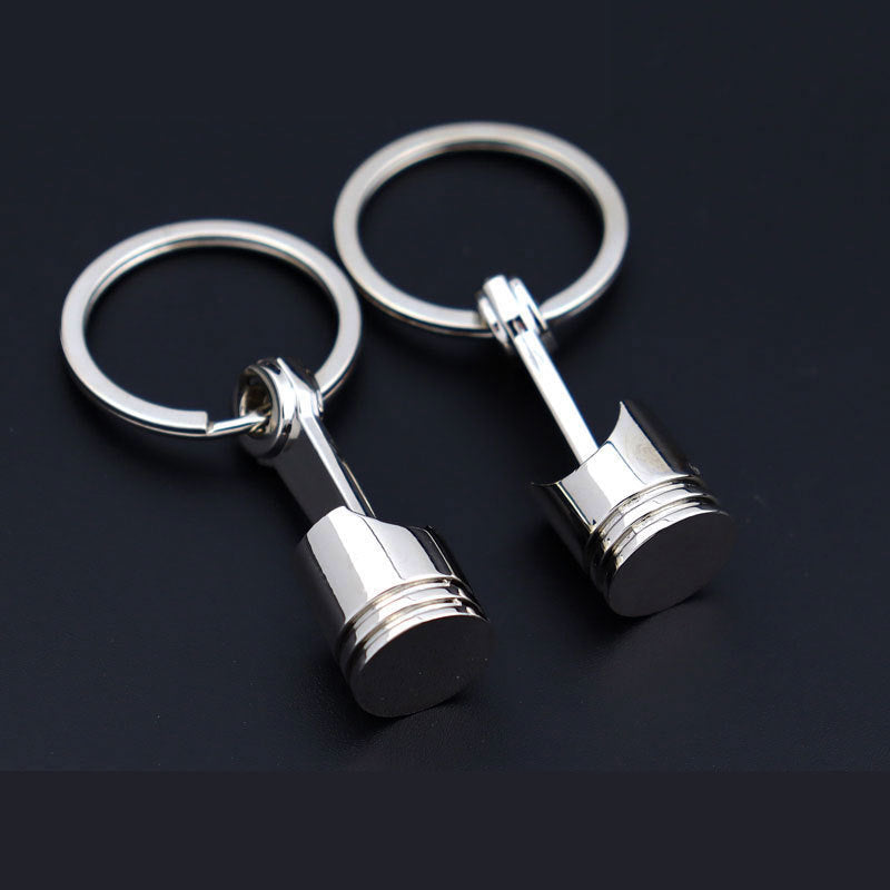 Engine Piston Key Ring Metal Alloy Keychain For Car Enthusiasts Silver Tone Gift For Men And Women Ideal Gift For All