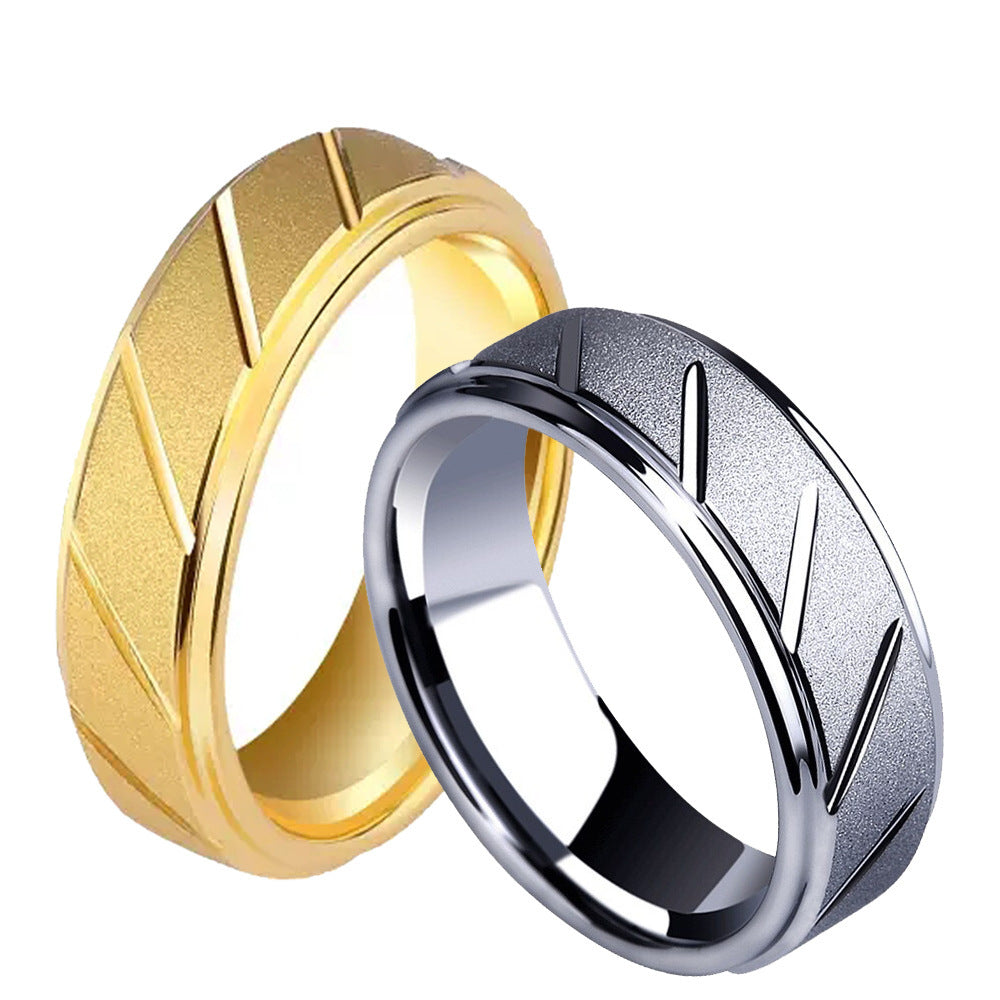 Frosted Tungsten Ring 7mm Wide Band 2.1mm Thick Unisex Jewelry Gold For Everyday Wear And Gift For Him Or Her