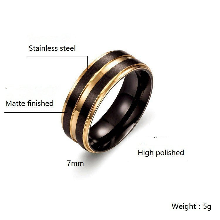 Mens Titanium Steel Ring Double Layer Groove Minimalist Durable Band Modern Fashion Jewelry For Everyday Wear