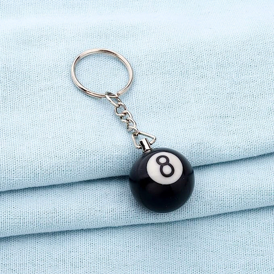 Billiards 8 Ball Keychain 25mm Black Plastic Chinese Style Pool Accessory For Players Compact Keyring Decor Art