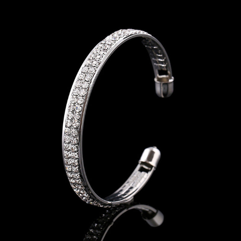 Geometric Alloy Bracelets For Women Diamond Inlay With Artificial Gems Accents European American Jewelry Gifts