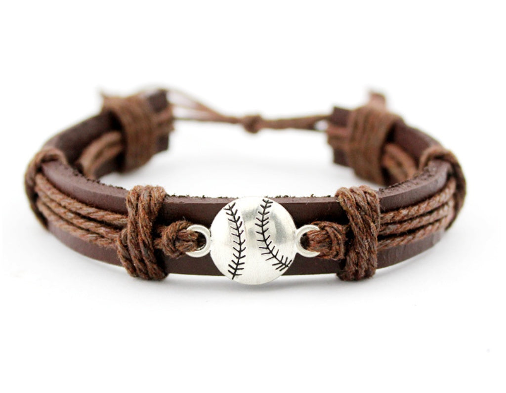 Unisex Hand Woven Leather Bracelet Adjustable Alloy Wax Rope Braided European American Fashion Jewelry Handcrafted Gift