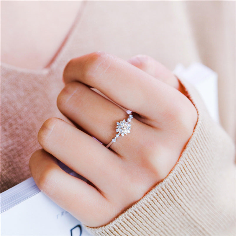 Copper Snowflake Ring Fashion Geometric Design Ring For Festivals Couple Ring Gift European American Ring Ring