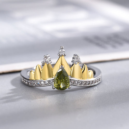 Gold Plated Crown Ring For Women Adjustable Copper Band Temperament Jewelry Durable Everyday Wear Hand Crafted