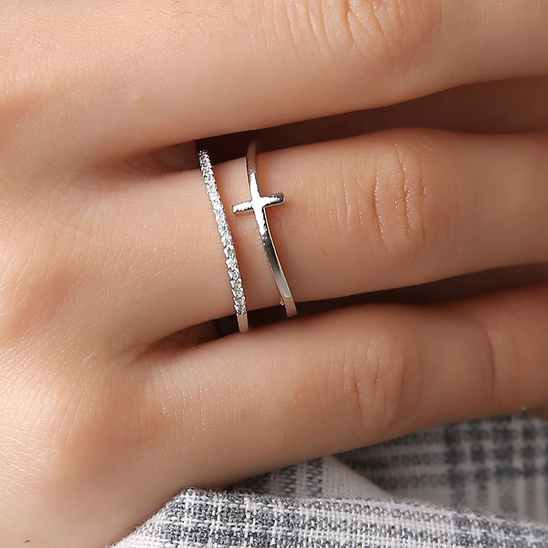 Adjustable Cross Ring Gold Plated Alloy Lightweight Jewelry For Festivals And Gift Giving Occasions Gift Ready