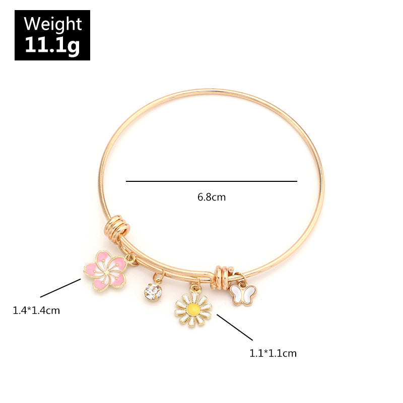 Butterfly Flower Delicate Bracelet Electroplated Alloy Fashion Jewelry Adjustable Chain Floral Charm For Women Style