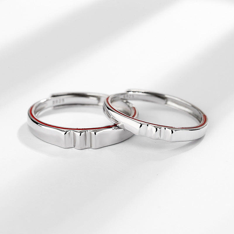 Couple Ring For Long Distance Relationship Matching Silver Rings Set Adjustable Geometric Rings For Men And Women