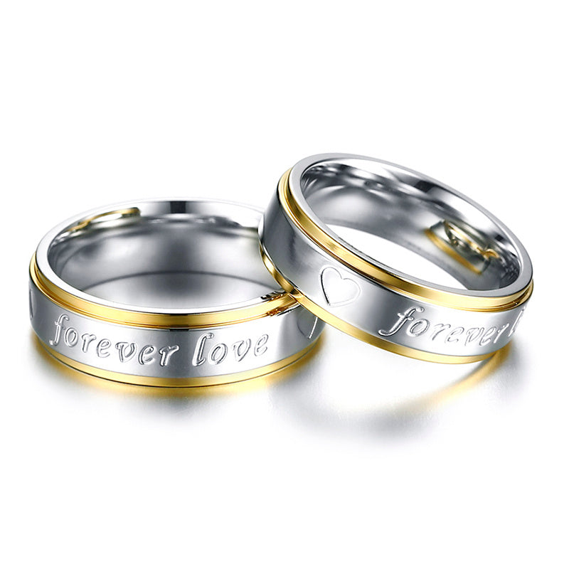Unisex TitaniumAlloy Steel EngagementRing Heart Shaped Forever Anniversary Wedding Engagement Electroplated Gifts