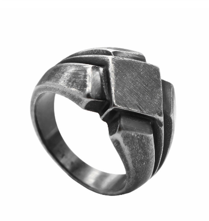 Mens Vintage Punk Finger Ring Geometric Alloy Jewelry Accessory Durable Fashionable Daily Wear Versatile Style Chic