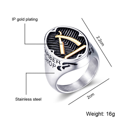 Stainless steel barber's razor ring