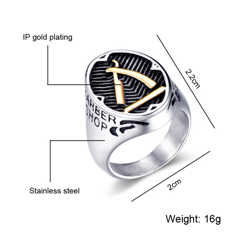 Stainless steel barber's razor ring