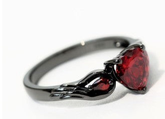 Ruby Red Zirconia Love Ring For Women Sparkling Heart Jewelry Gift Idea Perfect For Everyday Wear Romantic Accessory