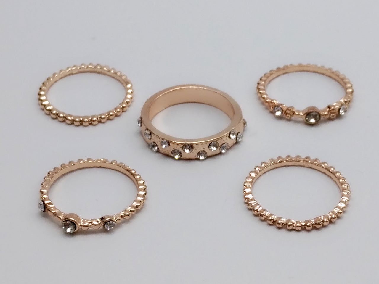 Rose Gold Stackable Ring Set Five Piece Bohemian Jewelry for Women Elegant Design for Work Party Everyday Wear