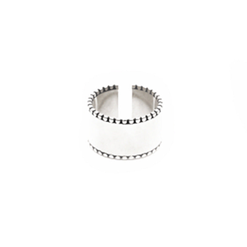 Wide Face Adjustable Ring 12 To 16 White Silver Plated Band