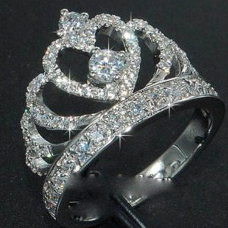 Womens Crown Ring European Alloy Ring With Gems Individually Packed Crown Design Ring For Women Festival Jewelry Gift