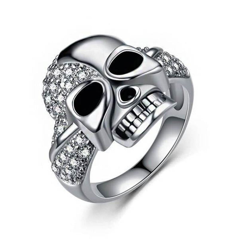 Gothic Skull Ring With Ghost Head Copper Design Hypoallergenic Stain Resistant Surface Details Raw Gothic Edge