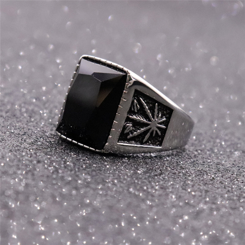 Titanium Steel Vintage Geometric Ring Unisex Size 7 8 9