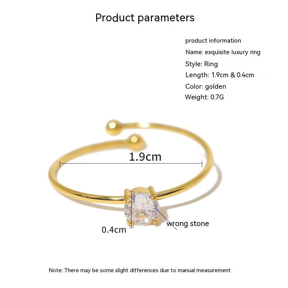 Ultra Fine Micro Inlaid Adjustable Ring Stainless Steel Plated 18K Gold For Women Jewelry Snowflake Ice Flower Style