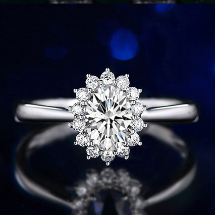 Womens Engagement Ring Princess Cut Gemstone Crown Copper Band Sterling Silver Setting Diamond Zircon Sapphire