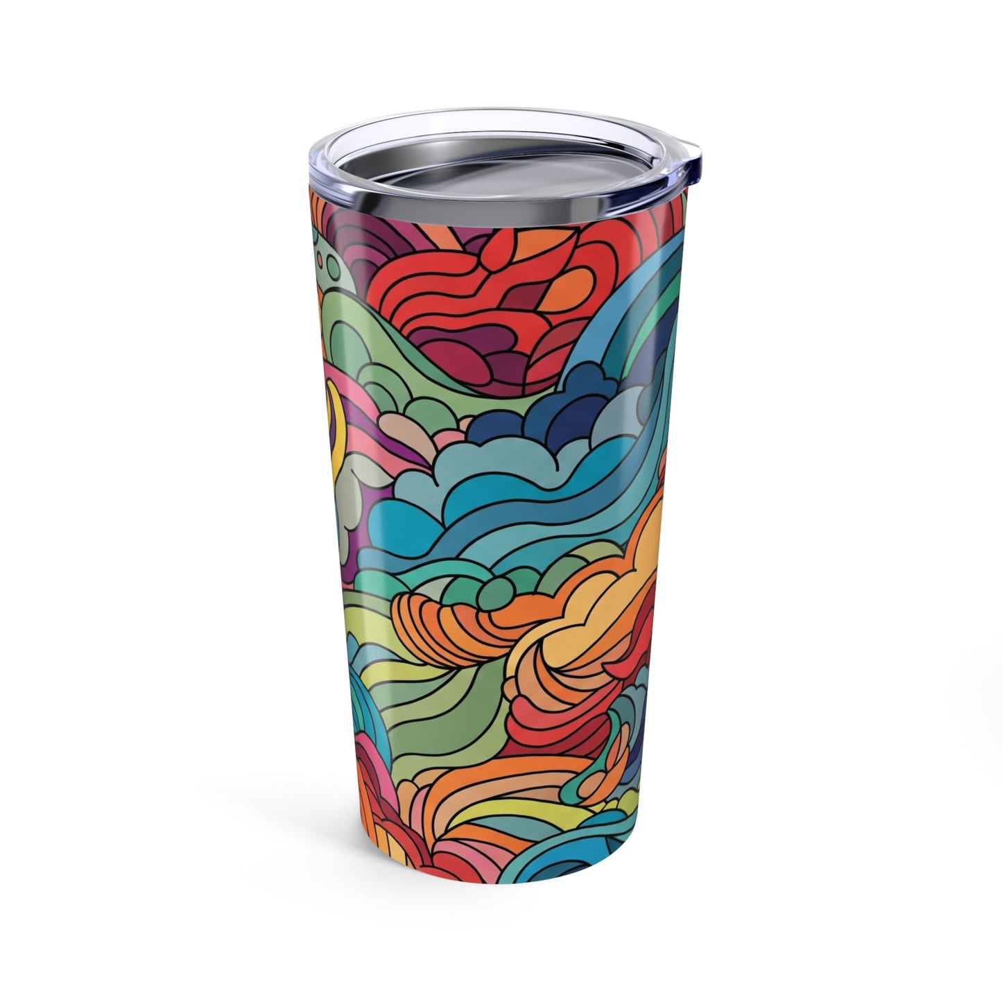 20oz Stainless Steel Travel Tumbler With Full Printed Graphic Double Wall Vacuum Insulation Leak Proof Thermal Mug
