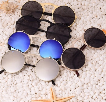 Retro Flip Up Polarized Sunglasses Metal Frame Lightweight Sun Glasses Universal Fit 130 MM Sunglasses For All