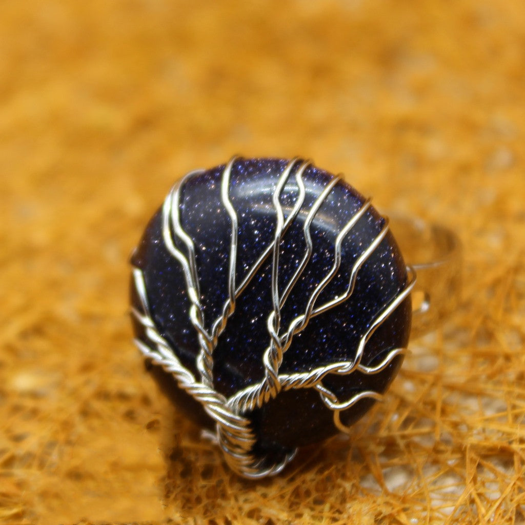 Unisex Korean Inspired Leaf Design Gemstone Ring Handcrafted