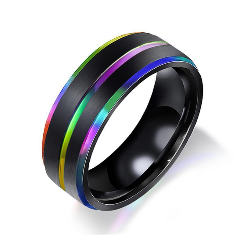 Stainless Steel Ring Unisex Colorful Band Gift Jewelry