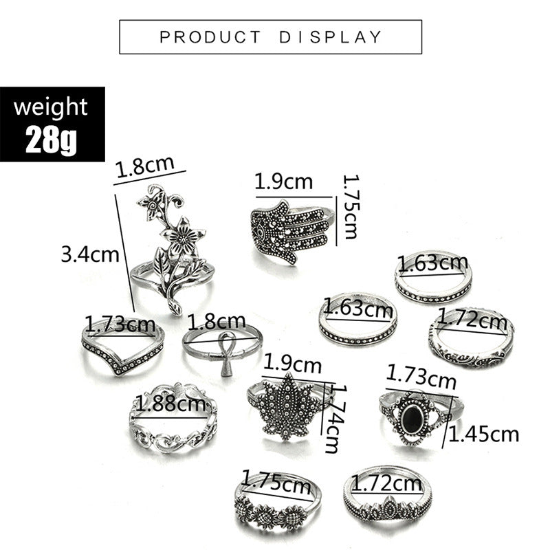 Womens Knuckle Ring Set Bohemian Alloy Rings Electroplated Silver Geometric Design European American Ornaments