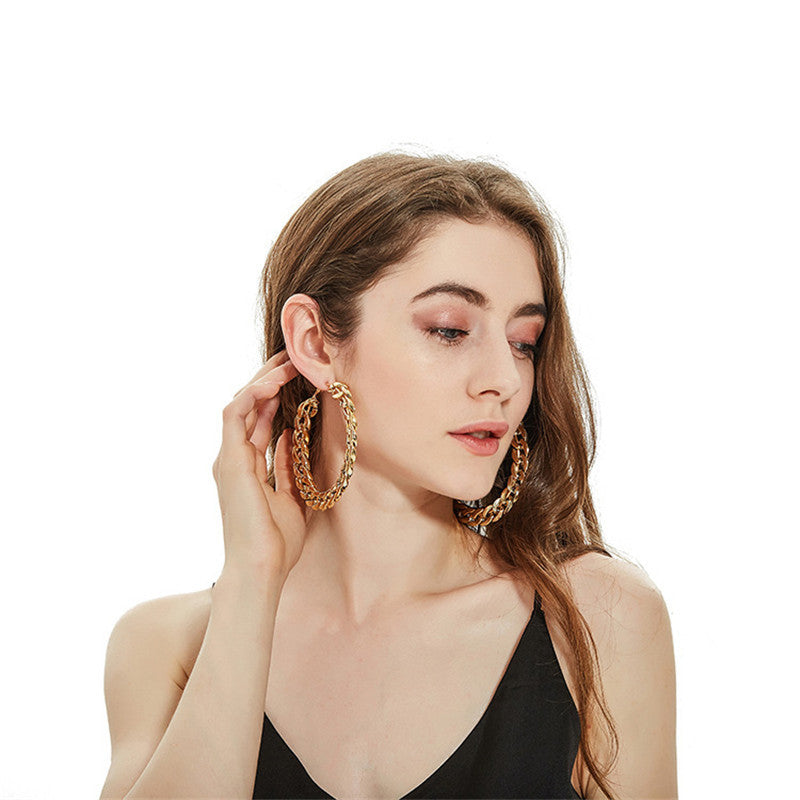 Unisex Chain Earrings Alloy Retro Exaggerated Punk Drop Earrings European American Fashion Jewelry Collections