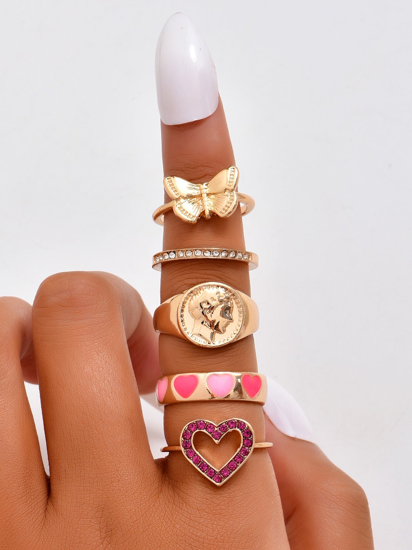 Womens Irregular Ring Set Zinc Alloy Electroplated Jewelry