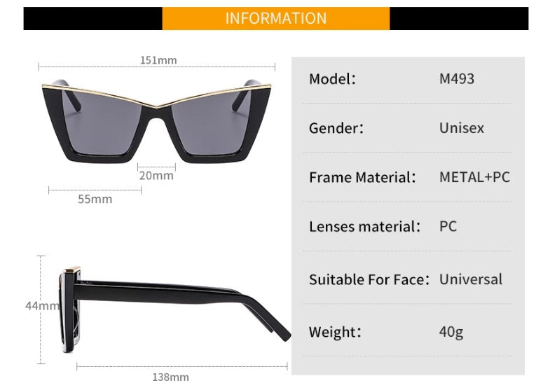 Unisex Cat Eye Sunglasses Large Frame Sun Eyewear Anti UVA UVB Protection PC Lens Outdoor For Everyday Outdoor