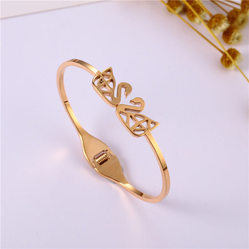 Swan Bracelet Gold Plated Stainless Steel Bracelet Women And Girls Zodiac Jewelry Wedding Gift Travel Souvenir