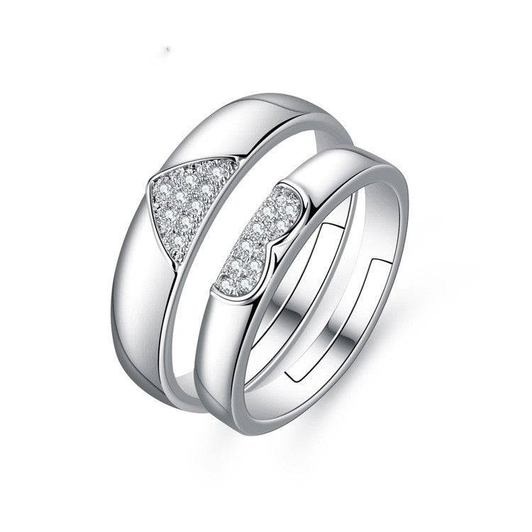 Womens Fashion Ring Elegant White Copper Electroplated Open Design Hand Jewelry Korean Style Stylish Accessory