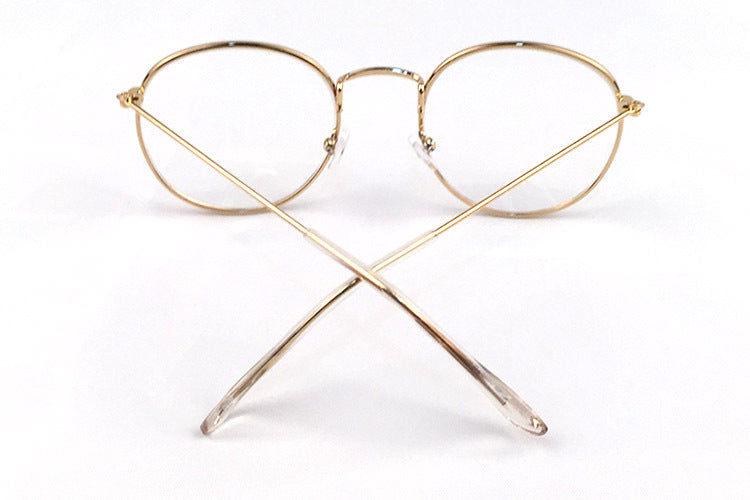 Retro Metal Frame Glasses Full Rim Flat Mirror Eyewear For Men And Women Zero Degree Trendy Fashionable Eyeglasses