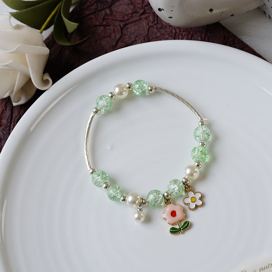 Womens Beaded Bracelet With Pearl Crystal And Alloy Animal Zodiac Charms Cartoon Adjustable Length Cute Charm