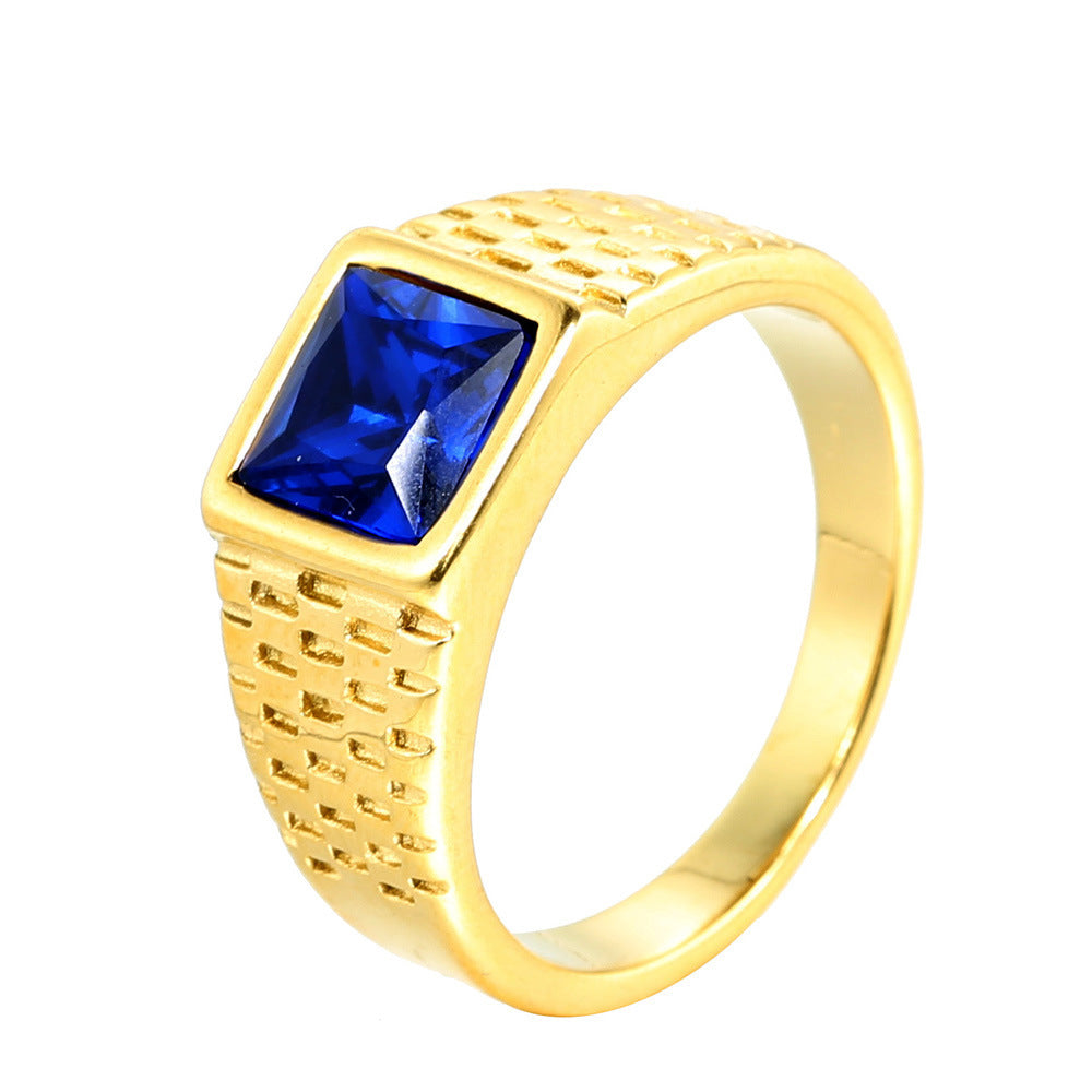 Titanium Steel Ring With Colorful Stone Square Design For Women Size 7 8 9 1 Polished Finish For Everyday Wear