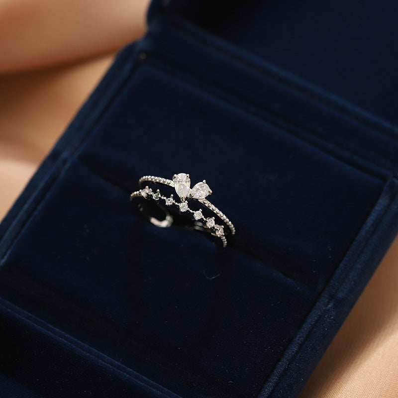 Double Layer Love Ring Open Ring Design Lightweight Copper Ring For Women And Girls Everyday Wear Adjustable Jewelry