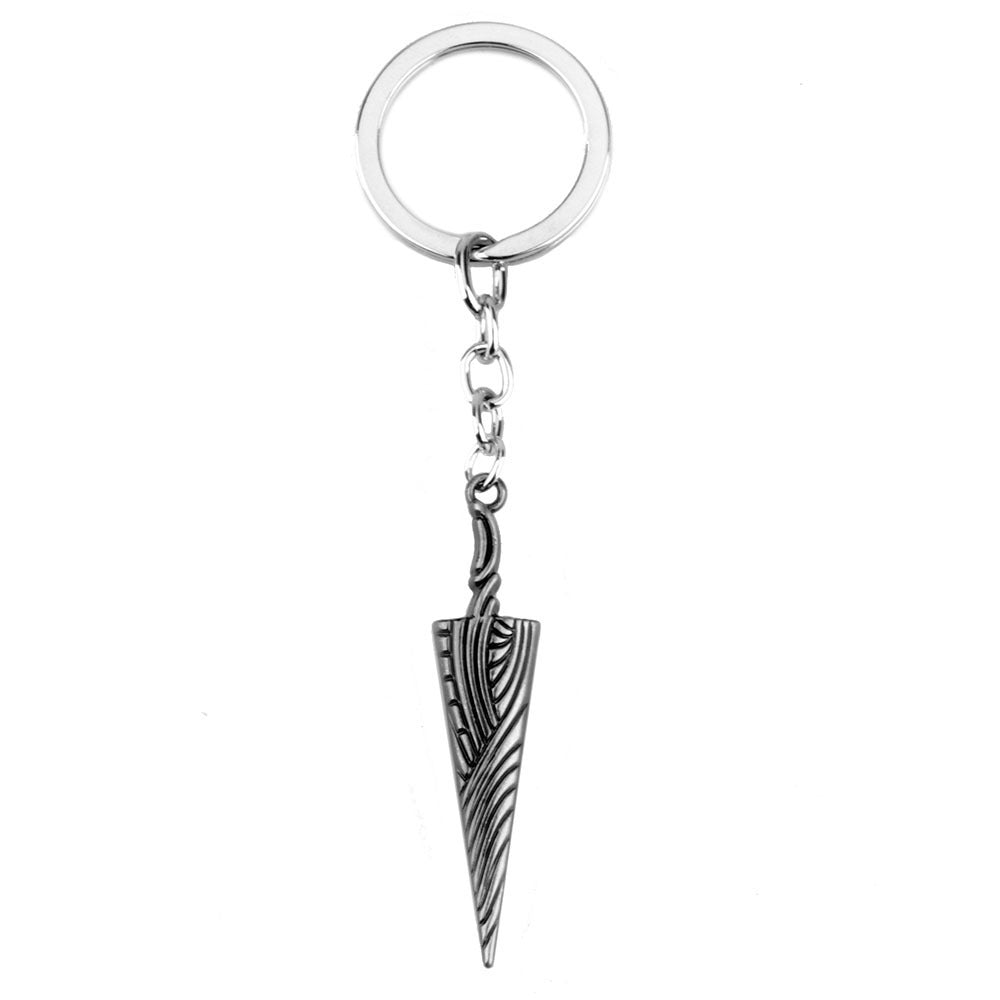 Silver Sabre Nail Keychain Pendant Electroplated Zinc Alloy Fashion Accessory 6.3cm Length Necklace Gift Ready