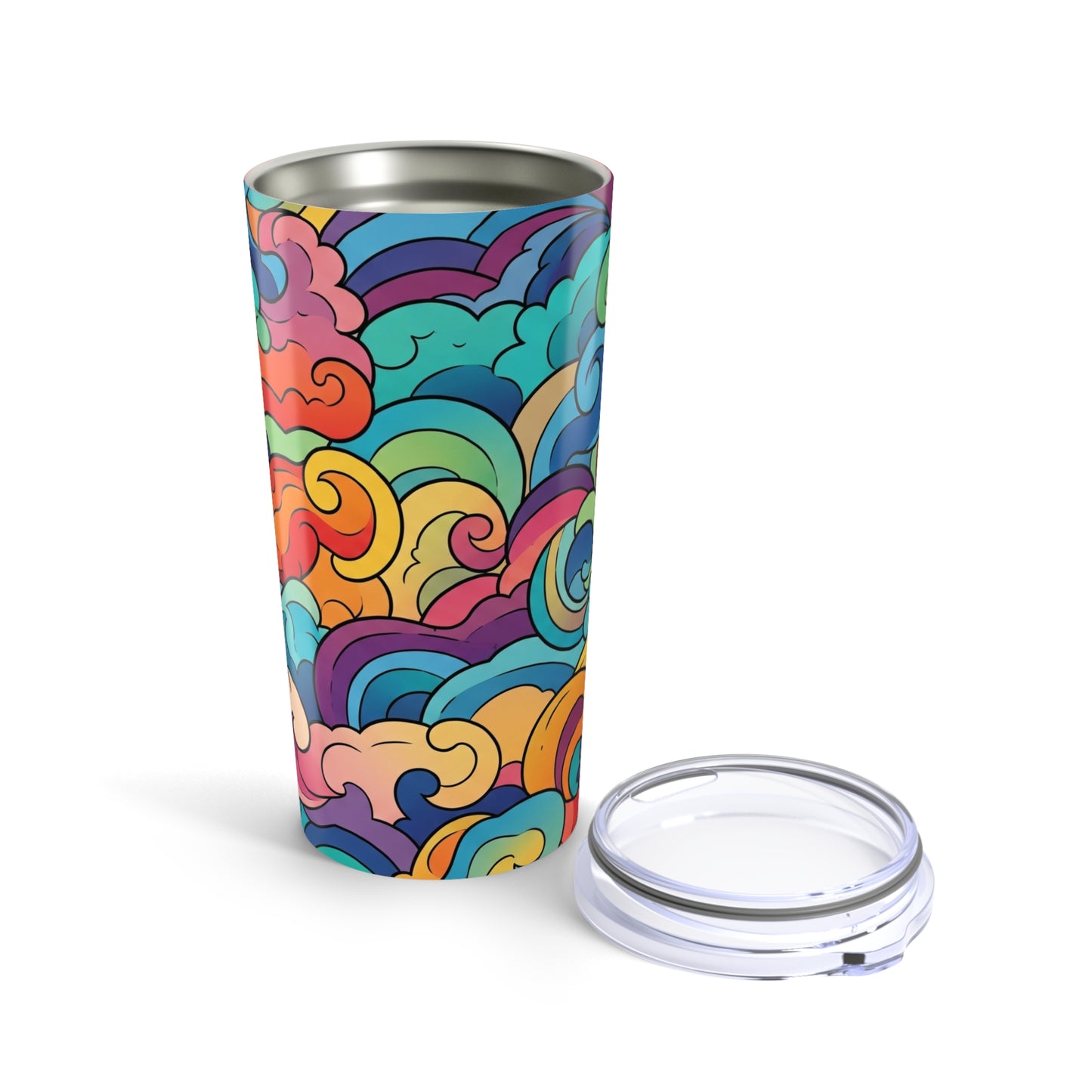 20oz Stainless Steel Tumbler With Double Wall Vacuum Insulation Spill Resistant Printed Design For Hot Beverages
