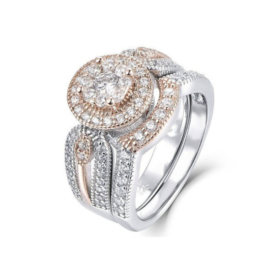 Couples Engagement Ring Mens Womens Gold Plated Alloy Artificial Gemstone Durable Jewelry Gift Anniversary Gift