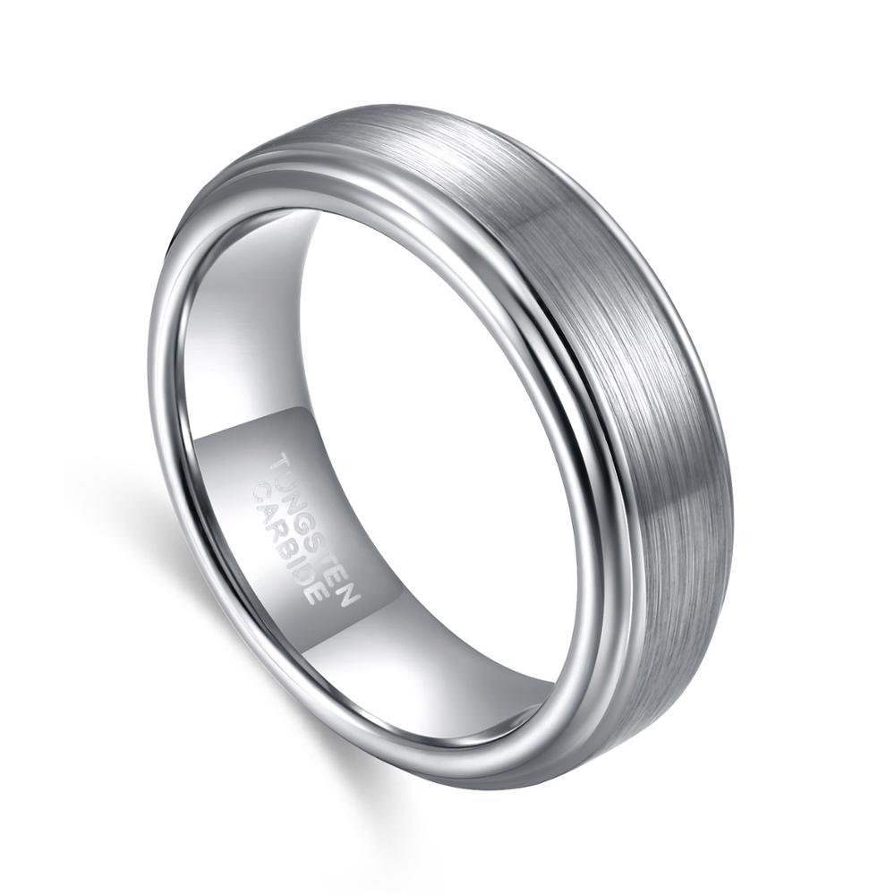 Tungsten Ring 8mm Wide U Shape Silver Metal Band Ring