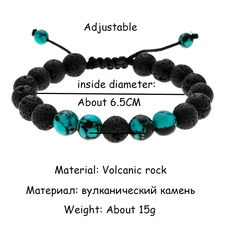 Handmade Volcanic Rock Bead Bracelet Wax Rope Lightweight Durable Beaded Jewelry For Everyday Wear And Casuals