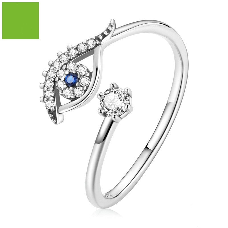 925 Sterling Silver Ring With Diamond Eye Design For Women Gift Jewelry Fashion Accessory Elegant Shine Finish