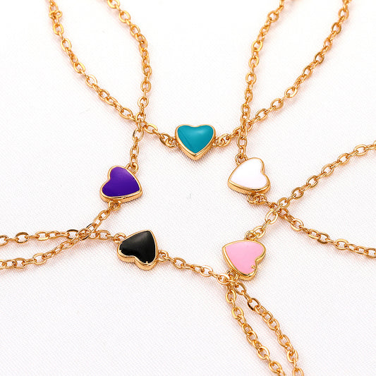 Womens Heart Bracelet Electroplated Copper Peach Heart Charm Trendy Bracelet Gift For Her Valentine Day Present