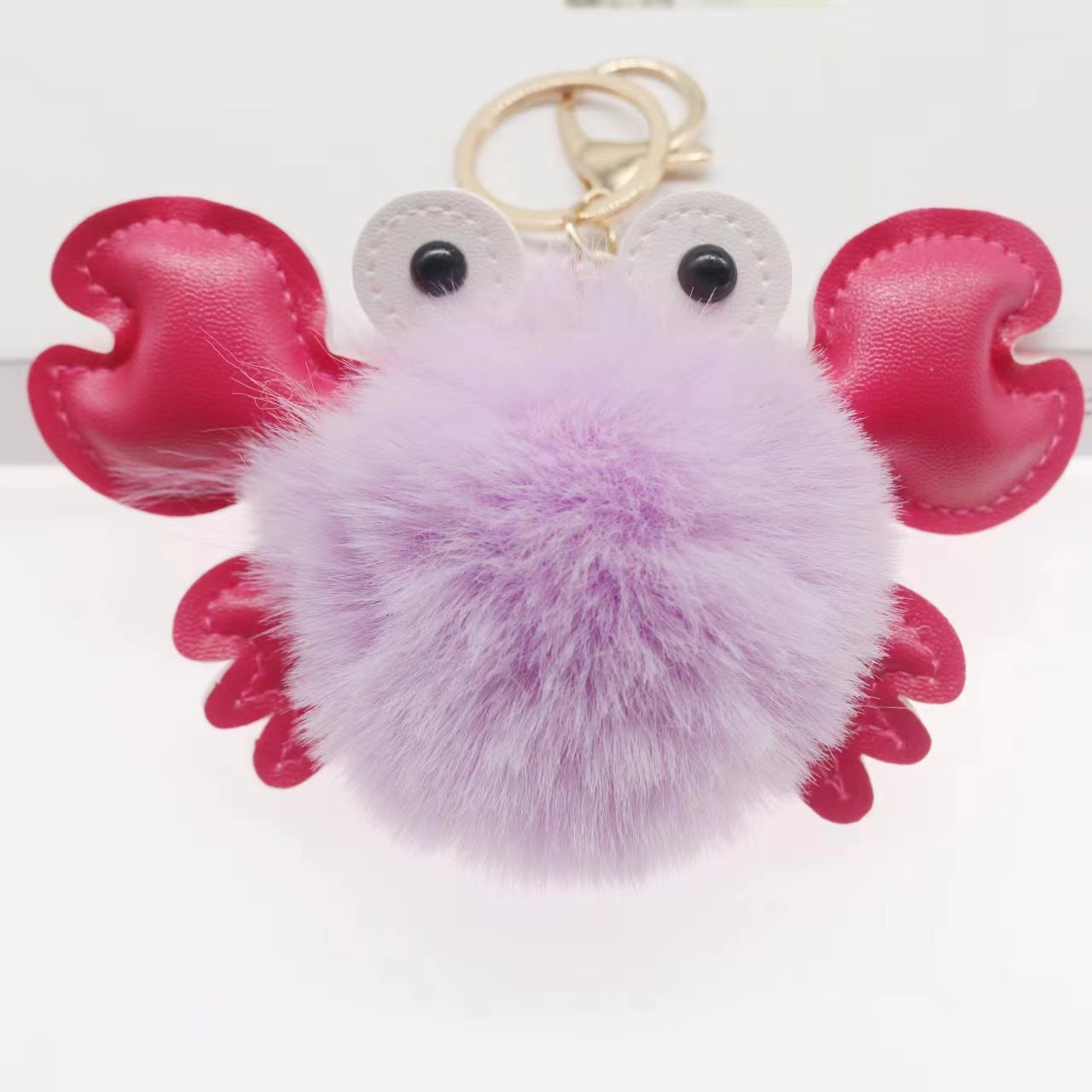 Crab Keychain Adorable Cartoon Crab Pendant Sewn Faux Leather Accessory Cute Crab Design Perfect Gift Great Gift