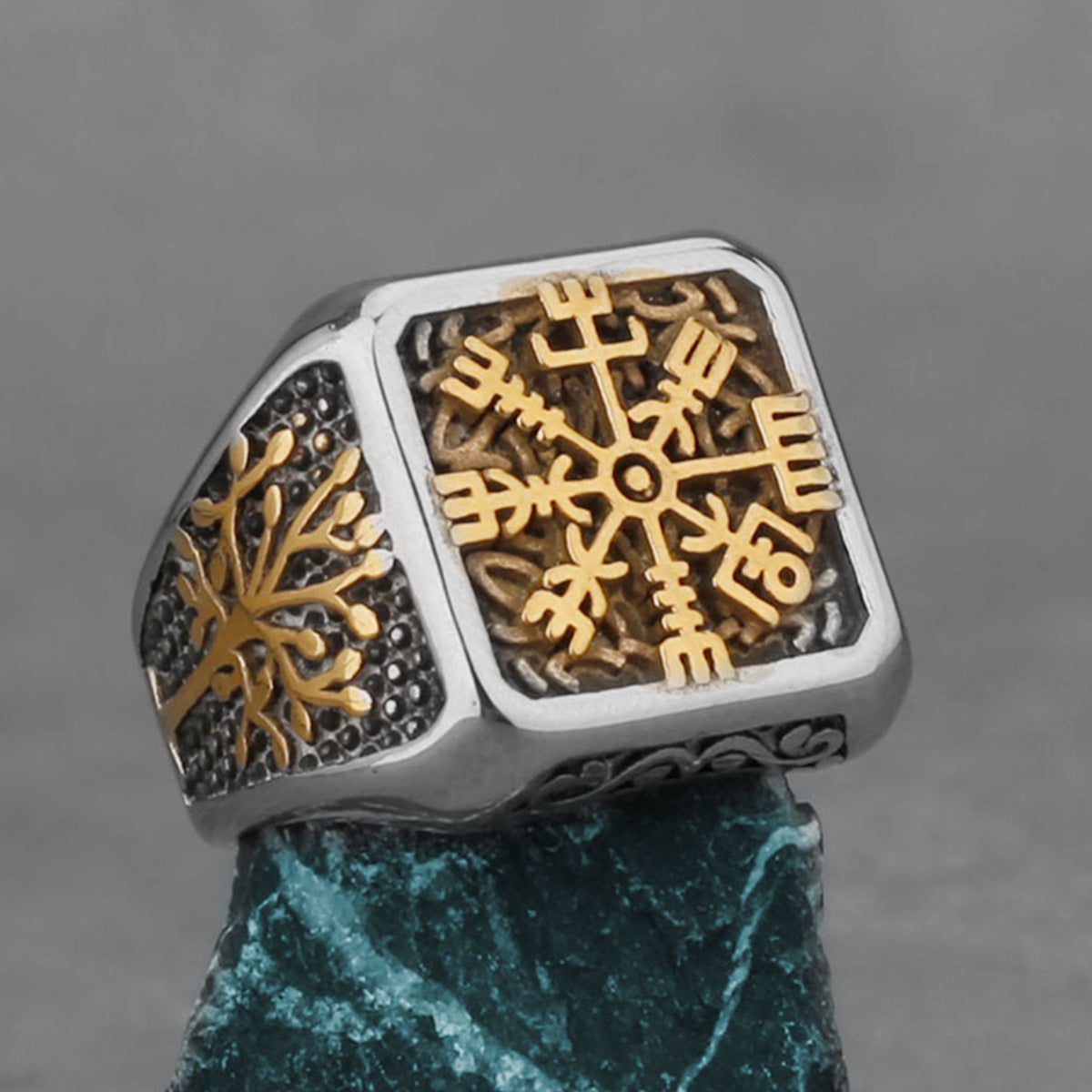 Tree Of Life Ring For Men Polished Titanium Steel In Steel And Gold Colors Size 7 8 9 10 11 12 13 For Everyday Wear