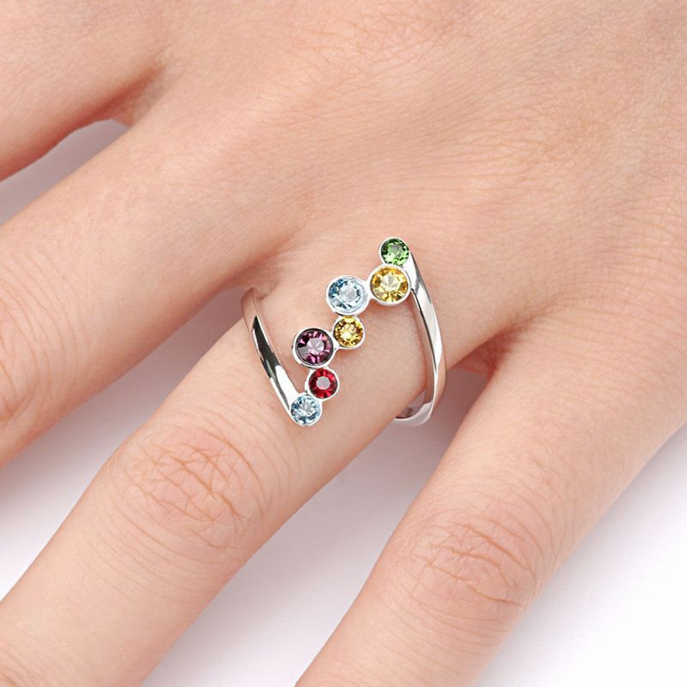 Womens Flower Ring Alloy Electroplated Fancy Diamond Inlaid Silver Ring Round Stone Fashion Jewelry For Women Flower