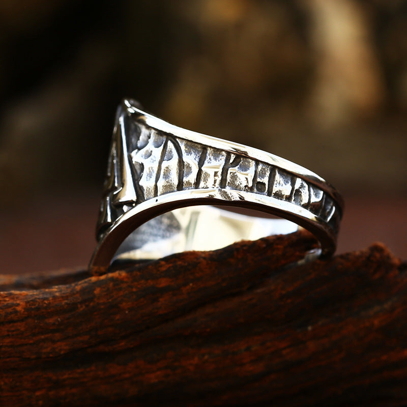 Men Titanium Steel Ring Retro Simple Fashion Polished Geometric Design Durable Everyday Wear Versatile Jewelry